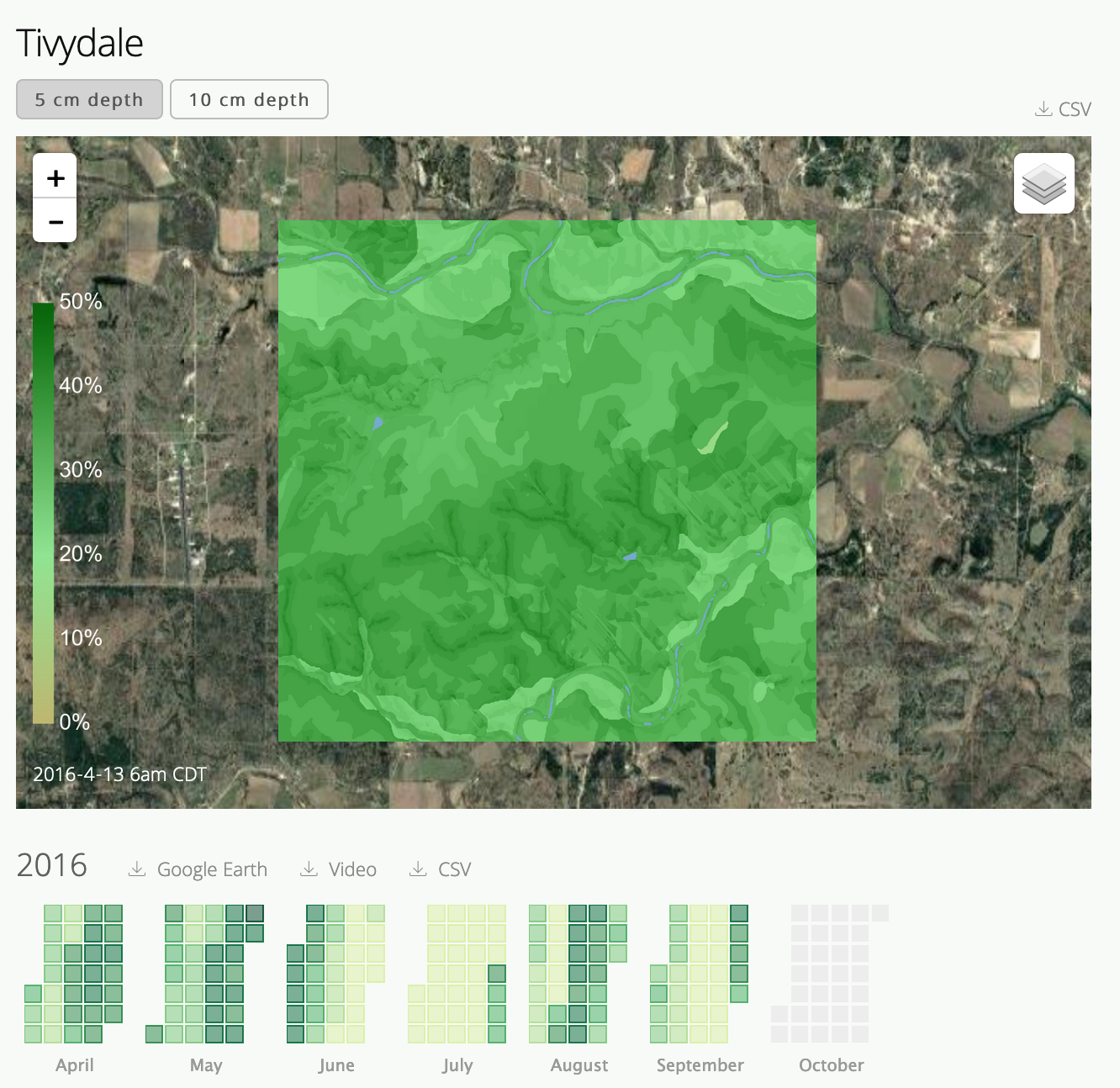 Soil Insight: Historical moisture levels neary Tivydale, TX